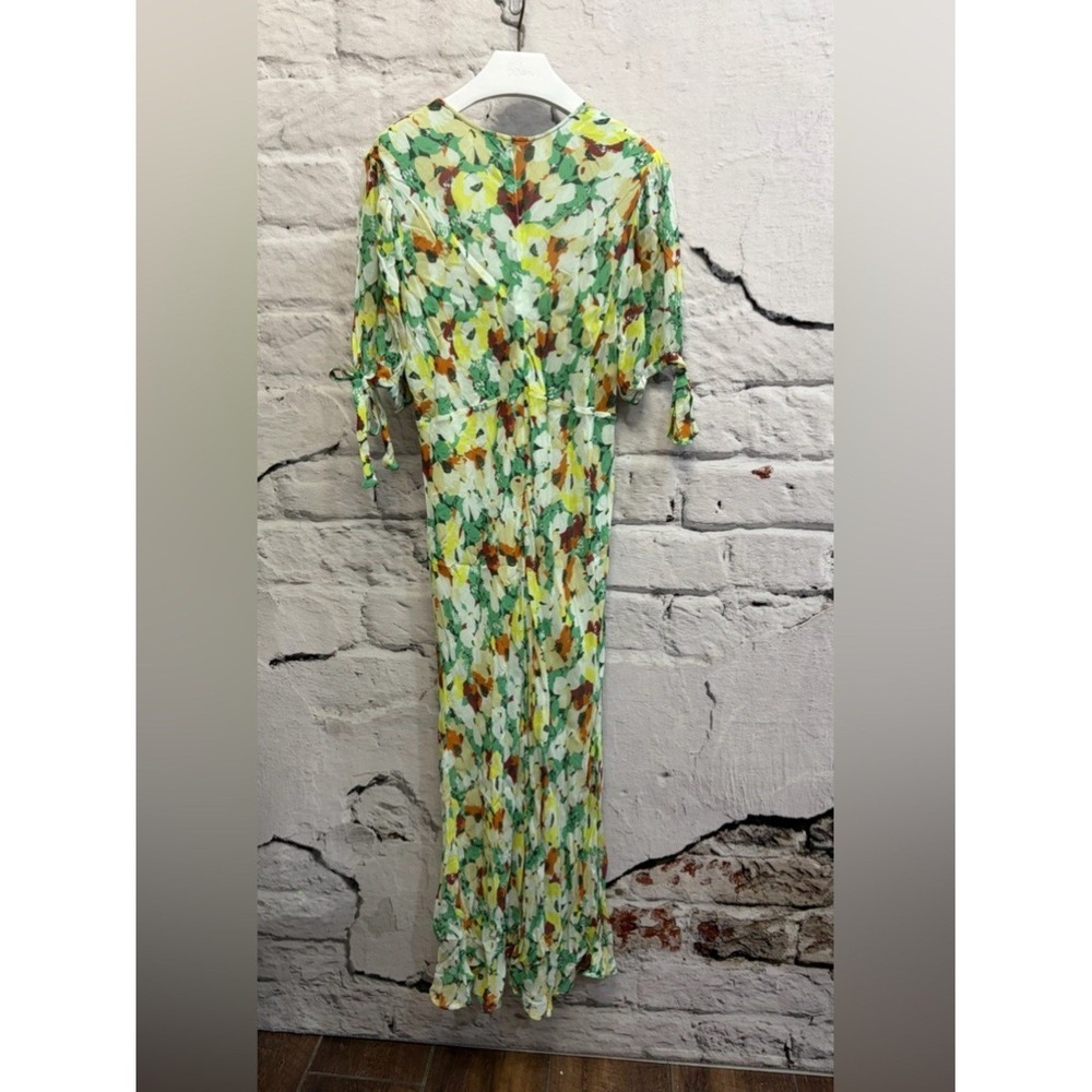 Anthropologie Short-Sleeve Floral V-Neck Slip Midi Dress Size 1X Colorful Sexy - Picture 6 of 10